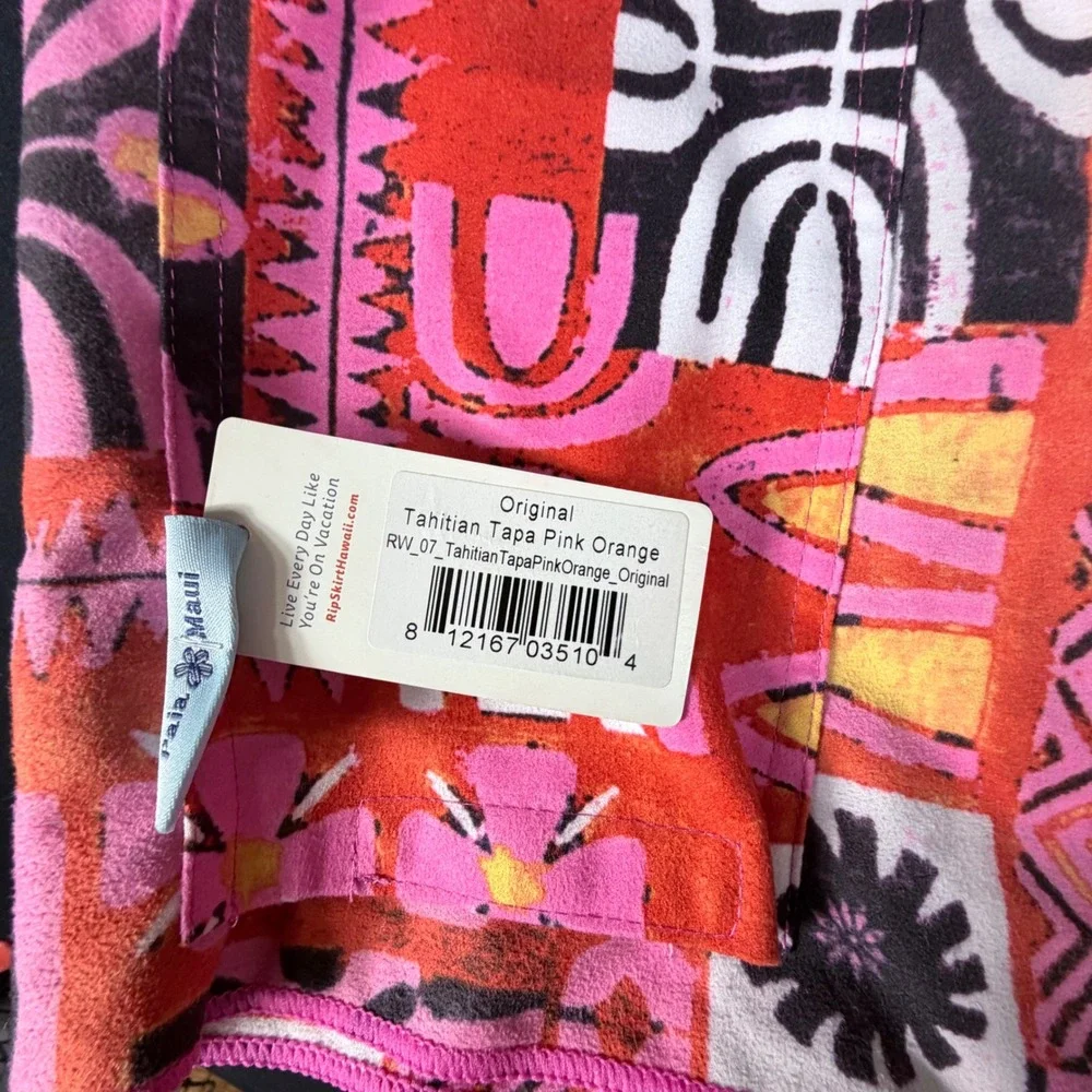 RipSkirt Hawaii Packable Beach Towel Tahitian Tapa Pink Orange Quick Dry NWT